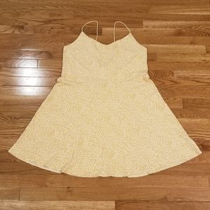 AEO orange/small white flowers v-neck swoop back spaghetti strap sun dress XL